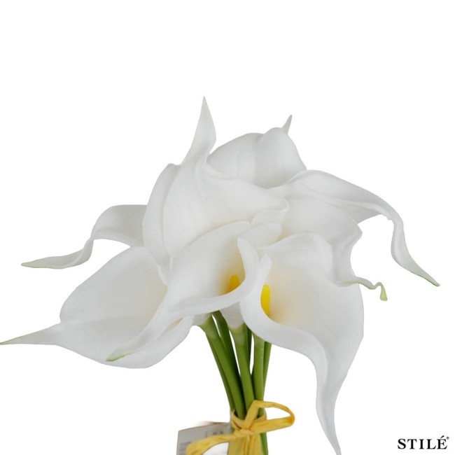 Fascio di 9 Calle Bianche Artificiali Real Touch 38 cm