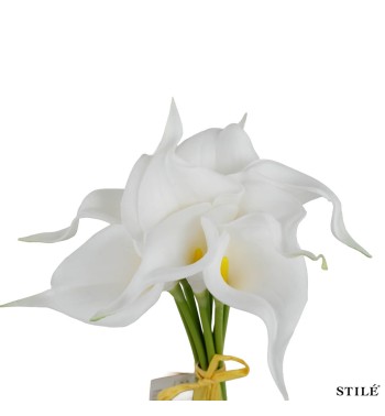 Fascio di 9 Calle Bianche Artificiali Real Touch 38 cm