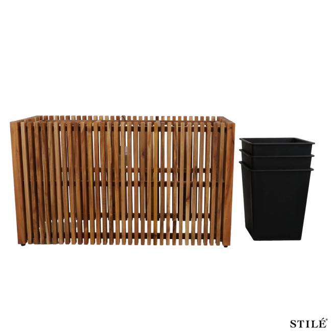 Vaso in Legno di Acacia con Doghe 2 Misure