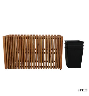 Vaso in Legno di Acacia con Doghe 2 Misure