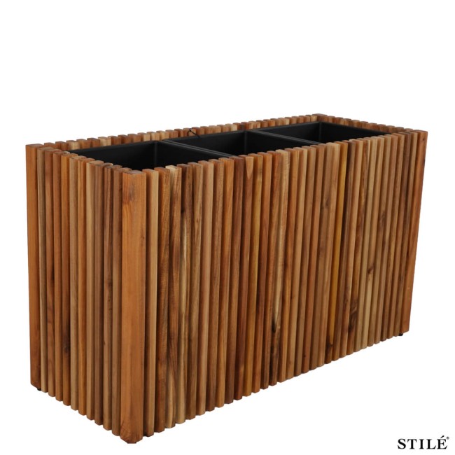 Vaso in Legno di Acacia con Doghe 2 Misure