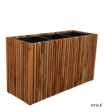 Vaso in Legno di Acacia con Doghe 2 Misure