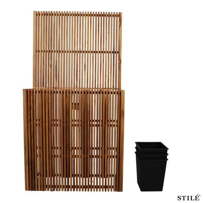 Vaso con Pannello in Legno di Acacia H.90/150 cm