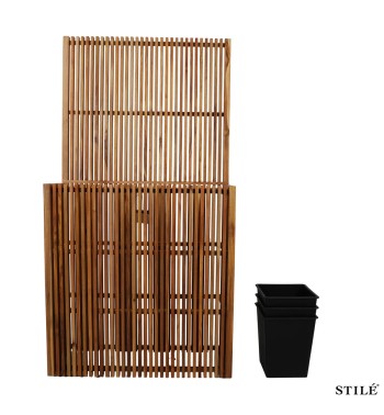 Vaso con Pannello in Legno di Acacia H.90/150 cm