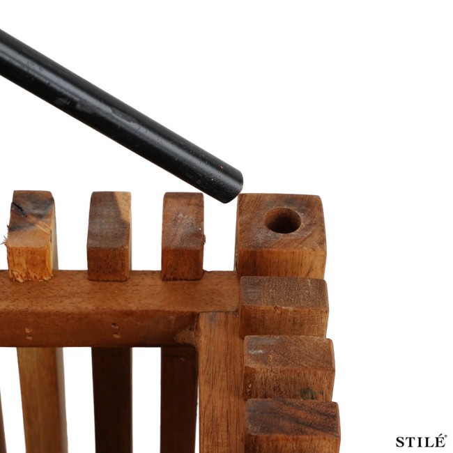 Vaso con Pannello in Legno di Acacia H.90/150 cm