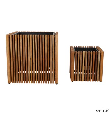 Set 2 Vasi in Legno di Acacia