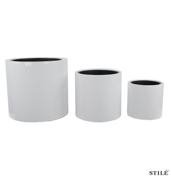 Set 3 Vasi Bianco Lucido in Fiberstone