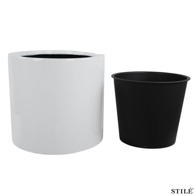 Set 3 Vasi Bianco Lucido in Fiberstone