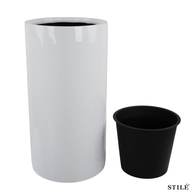 Set 2 Vasi Bianchi Laccati Lucidi in Fiberstone