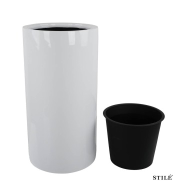 Set 2 Vasi Bianchi Laccati Lucidi in Fiberstone