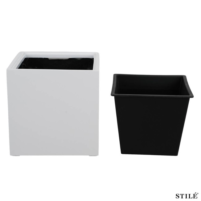 Set 2 Vasi Bianchi Laccati Lucidi in Fiberstone