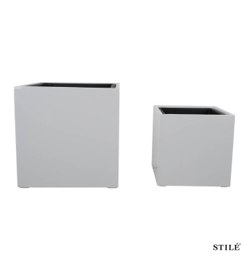 Set 2 Vasi Bianchi Laccati Lucidi in Fiberstone