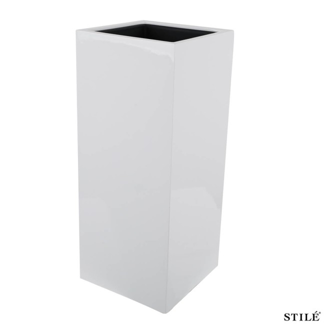Vaso Alto Bianco Laccato Lucido in Fiberstone H.75 cm