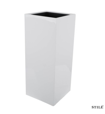 Vaso Alto Bianco Laccato Lucido in Fiberstone H.75 cm