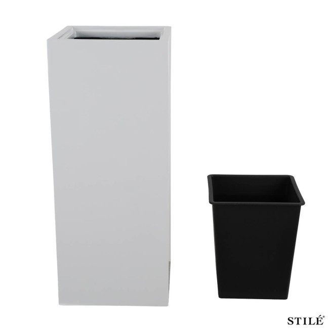 Vaso Alto Bianco Laccato Lucido in Fiberstone H.75 cm