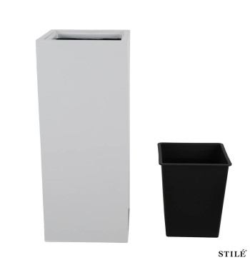 Vaso Alto Bianco Laccato Lucido in Fiberstone H.75 cm