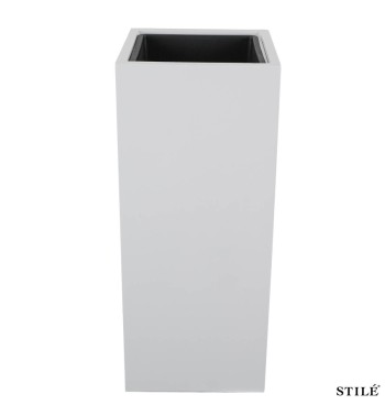 Vaso Alto Bianco Laccato Lucido in Fiberstone H.75 cm