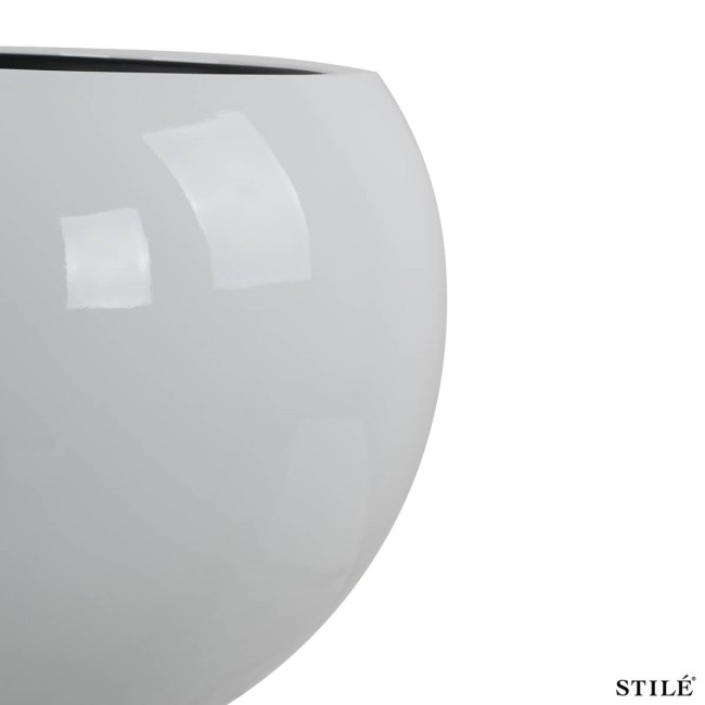 Set 2 Vasi a Sfera Bianchi Laccati Lucidi in Fiberstone