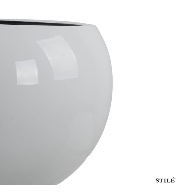 Set 2 Vasi a Sfera Bianchi Laccati Lucidi in Fiberstone