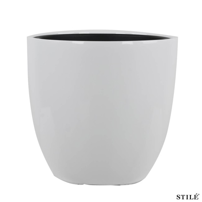 Set 3 Vasi Bianchi Laccati Lucidi in Fiberstone