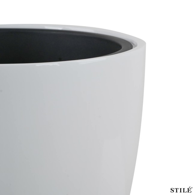 Set 3 Vasi Bianchi Laccati Lucidi in Fiberstone