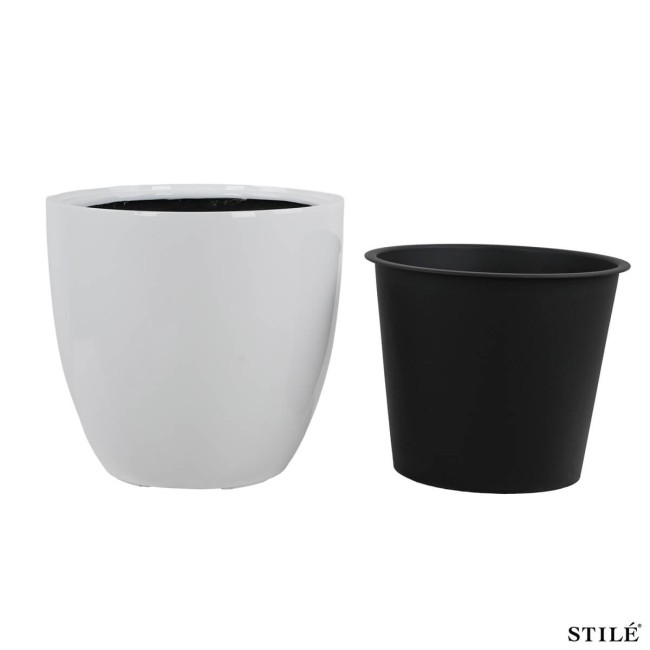 Set 3 Vasi Bianchi Laccati Lucidi in Fiberstone