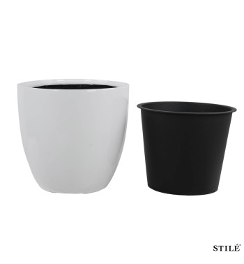 Set 3 Vasi Bianchi Laccati Lucidi in Fiberstone