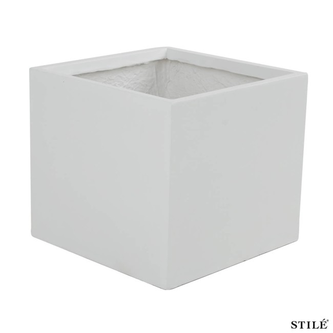 Set 3 Vasi Quadrati Bianchi in Ossido di Magnesio