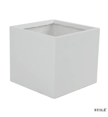 Set 3 Vasi Quadrati Bianchi in Ossido di Magnesio