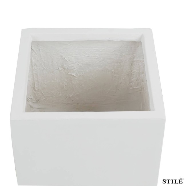 Set 3 Vasi Quadrati Bianchi in Ossido di Magnesio