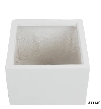 Set 3 Vasi Quadrati Bianchi in Ossido di Magnesio