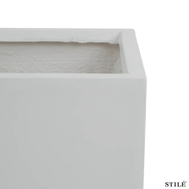 Set 3 Vasi Quadrati Bianchi in Ossido di Magnesio