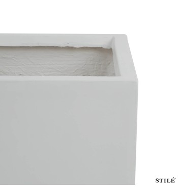 Set 3 Vasi Quadrati Bianchi in Ossido di Magnesio