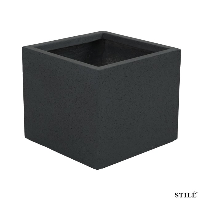 Set 3 Vasi Quadrati Grigi in Ossido di Magnesio