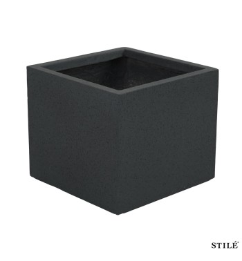 Set 3 Vasi Quadrati Grigi in Ossido di Magnesio