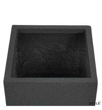 Set 3 Vasi Quadrati Grigi in Ossido di Magnesio