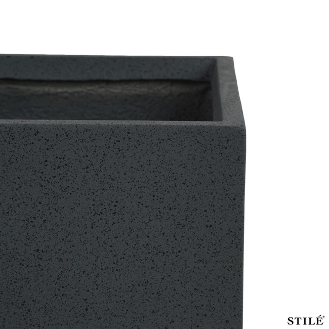 Set 3 Vasi Quadrati Grigi in Ossido di Magnesio