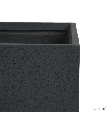 Set 3 Vasi Quadrati Grigi in Ossido di Magnesio