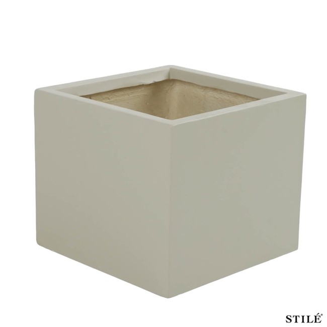 Set 3 Vasi Quadrati Taupe in Ossido di Magnesio