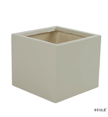 Set 3 Vasi Quadrati Taupe in Ossido di Magnesio