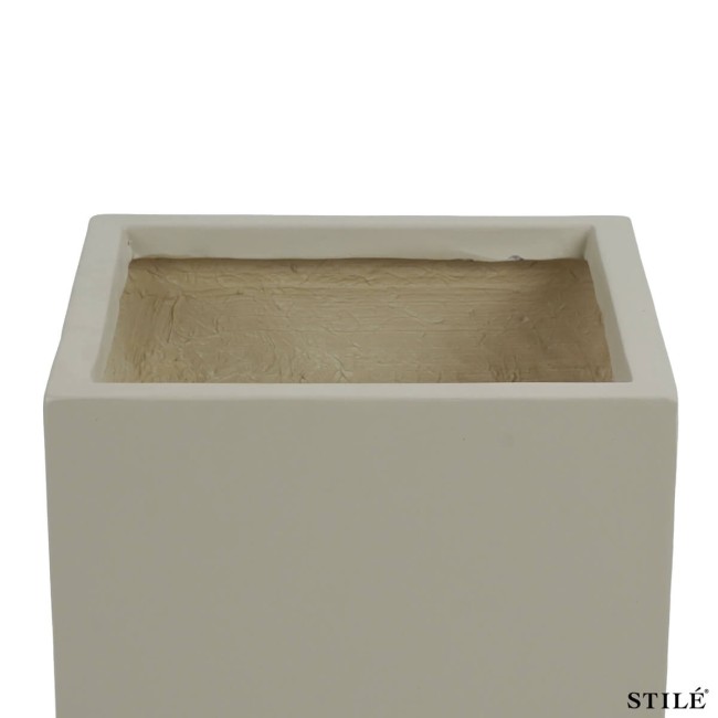 Set 3 Vasi Quadrati Taupe in Ossido di Magnesio