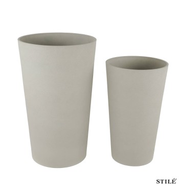 Set 2 Vasi Alti in Poliresina e Polvere di Pietra 3 Colori