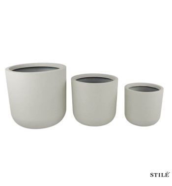 Set 3 Vasi Tondi in Poliresina con Polvere di Pietra 3 Colori