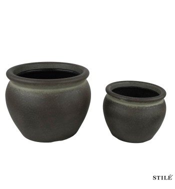 Set 2 Vasi in Poliresina Mista a Polvere di Pietra 3 Colori