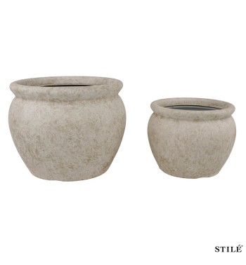 Set 2 Vasi in Poliresina Mista a Polvere di Pietra 3 Colori