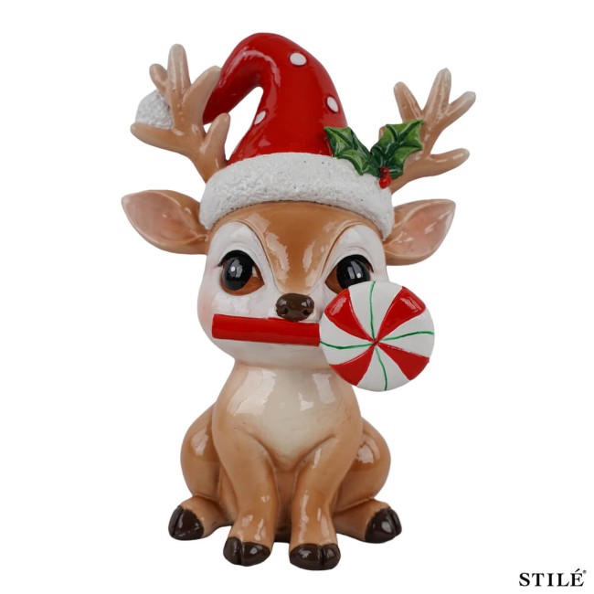 Set 2 Renne Natalizie Decorative in Poliresina