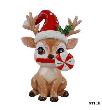 Set 2 Renne Natalizie Decorative in Poliresina