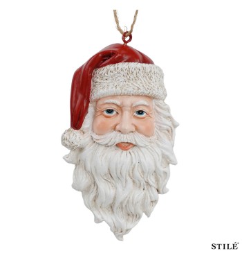 Testa di Babbo Natale da Appendere in Resina H.12 cm 2 Modelli
