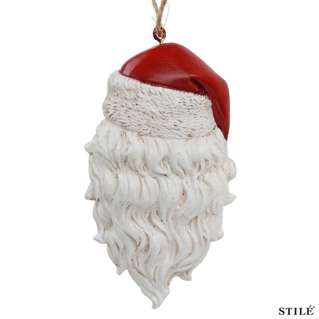 Testa di Babbo Natale da Appendere in Resina H.12 cm 2 Modelli