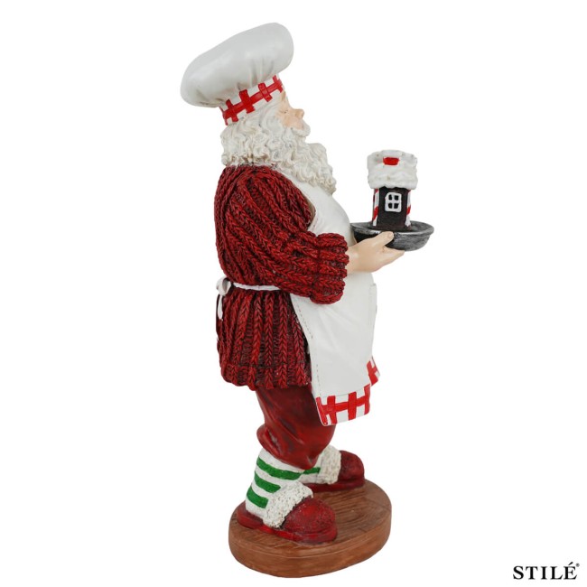 Babbo Natale Chef in Resina H.31,5 cm